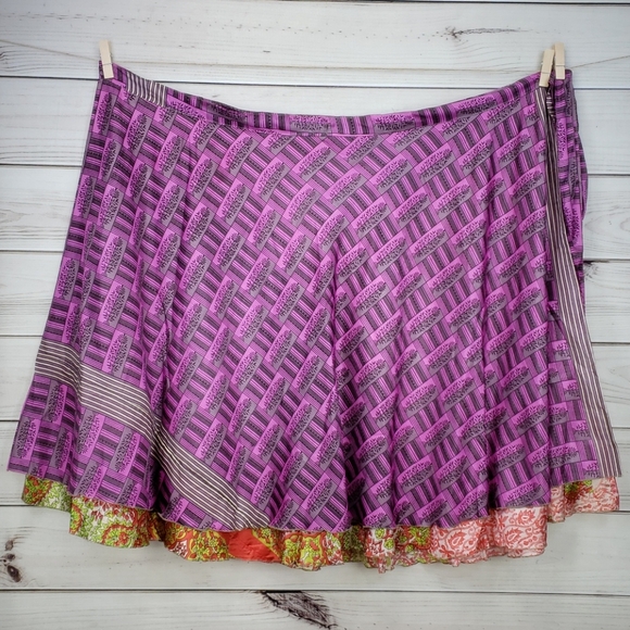 Darn Good Yarn Sari Silk Wrap Skirt Tea Goddess - Picture 3 of 16
